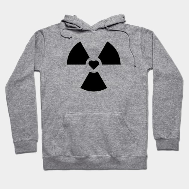 Radioactive Sign Radiation Symbol Nuclear Hazard Heart Hoodie by Decamega